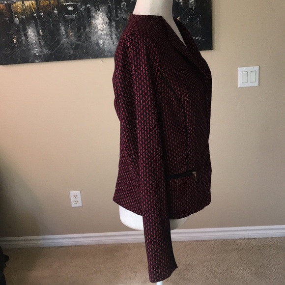 XOXO Red/Black Zipper Pockets Single Hook Closure Lined Blazer-Size XL - Picture 3 of 10